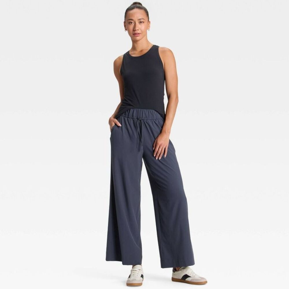 All In Motion - Women's Active Light High-Rise Wide Leg Pants - Al Navy Blue - Picture 3 of 4